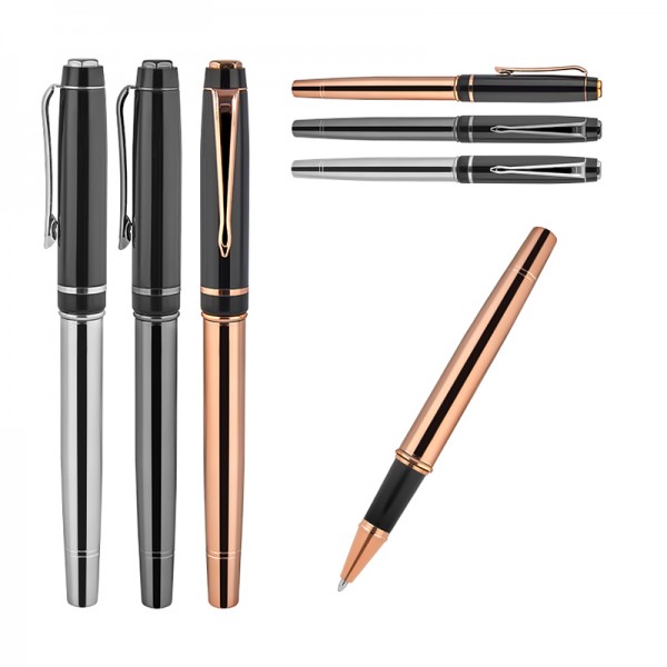 1219-R Silver - Siyah Metal Roller Kalem