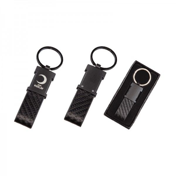 2004 Siyah Tek Taraflı Metal Suni̇ Deri̇ Anahtarlık